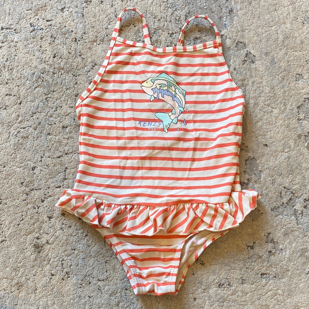 Kenzo Kids One Piece Swimsuit - Red and White Stripes